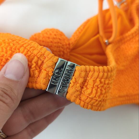 Inc. Swim It's Now Cool Swimwear Orange Bikini Top Crimped Tangerine Bandeau XS - Picture 6 of 7